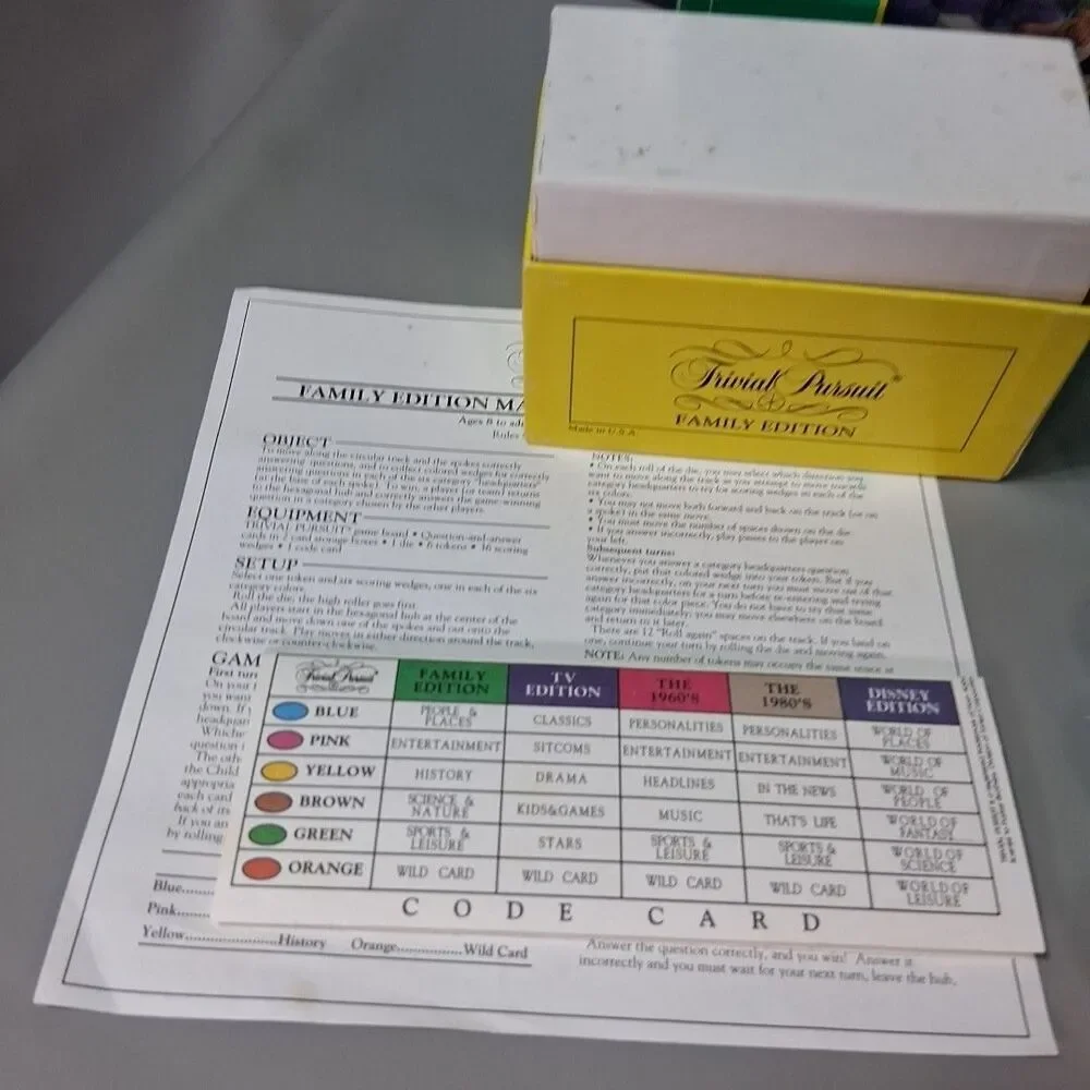 Vtg‎ 1992 Trivial Pursuit Family Edition Complete Master Set Retro Kids & Adults